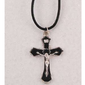 Hand Engraved New England Pewter Medal Black Crucifix Cross Medal on a 