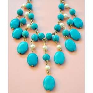  Turqouise Dangle Beads and Pearl Necklace: Office Products