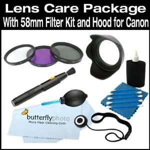  58mm Filter Kit and Lens Hood + Care Package For Canon 58mm 
