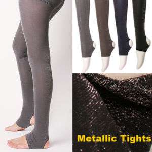 Metallic thread Stirrup Tights/Pearl Shining Pantyhose  