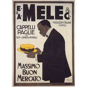 YELLOW HAT E&A MELE CAPPELLI PAGLIE MASSINO BUON MERCATO NAPOLI ITALY 