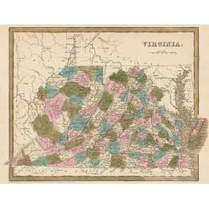   of an 1841 Map of Virginia by Thomas G. Bradford: Kitchen & Dining