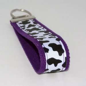   Print 6   Purple   Fabric Keychain Key Fob Ring Wristlet: Automotive