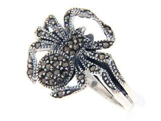 Marcasite Spider Ring   Sterling Silver Size 9  