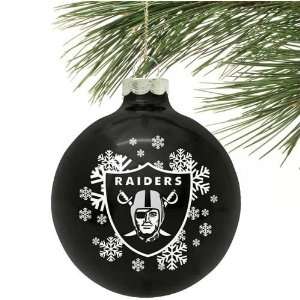 Oakland Raiders Black Snowflake Glass Ornament Sports 
