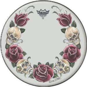  Remo Tattoo Skyn Drumhead 14 inch Rock & Roses Graphic 