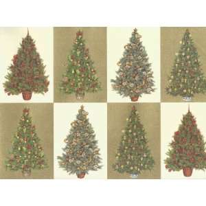 Christmas Trees on Gold Gift Wrap by Rossi   28 x 40 Inches: Two (2 