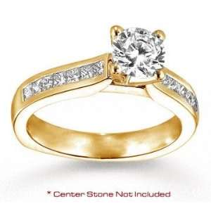   14k Yellow Gold Side Stone 1/2 Carat Diamond Engagement Ring: Jewelry