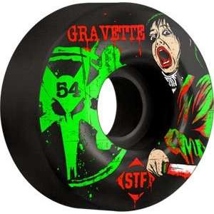  Bones Gravette STF Shine 54mm Black Skateboard Wheels (Set 