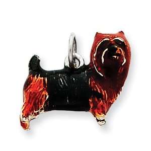   : Sterling Silver Enameled Brown & Sable Carin Terrier Charm: Jewelry