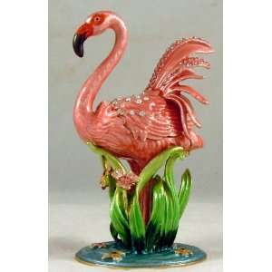    Tropical Pink Flamingo Jeweled Pewter Trinket Box: Home & Kitchen