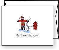 Personalized FIREMAN / FIRE TRUCK Note Cards Stationery  