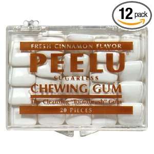 Peelu Sugarless Chewing Gum, Cinnamon, 20 Count Packages (Pack of 12)