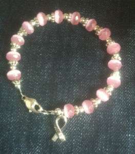 BREAST CANCER AWARENESS BRACELET 8MM MUST REQUEST SIZE  