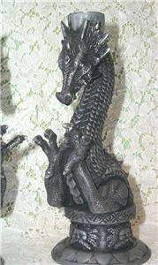 AWESOME PR RAMPANT DRAGON CANDLE HOLDERS PAGAN, WICCAN  