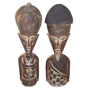  Wood statuettes, Abusua Figures (pair)