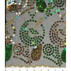  44 Wide Sequin Organdy Poppy Green Fabric By The Yard 