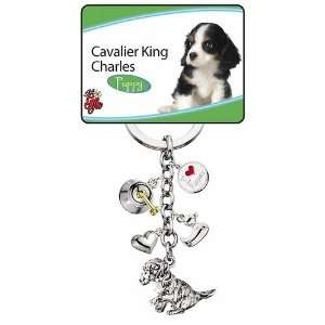  Cavalier King Charlies Spaniel Puppy Keychain   5 Charms 