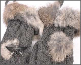   Soft Warmth Lady Stripe Rabbit Fur Gloves Springy Outdoor Chic  