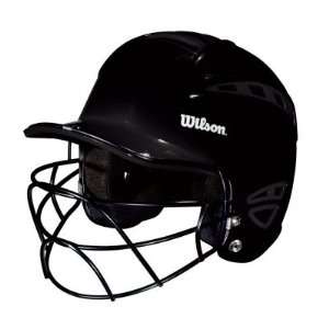   Sleek Batting Helmet with Mask   Black Adult