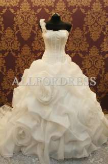 Wedding dresses bridal gown flower one shoulder straps  