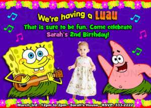 SPONGEBOB LUAU POOL PARTY BIRTHDAY PARTY INVITATIONS  