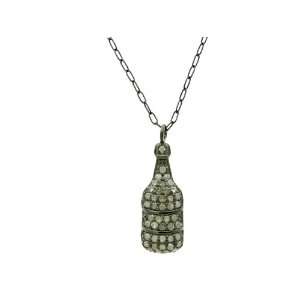  Silver Bottle Charm Pendant with Fancy Color Diamonds Jewelry