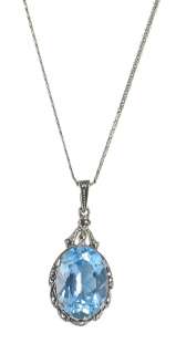   STERLING 12.4 CT SPINEL MARCASITE DROP NECKLACE SO UNUSUAL an SPECIAL