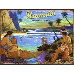 Travel to Hawaii Metal Sign Surfing and Tropical Decor 