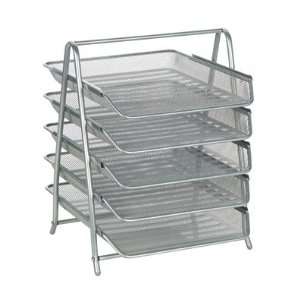  OfficeMax Mesh 5 Tier File Tray, Silver OM00834: Office 