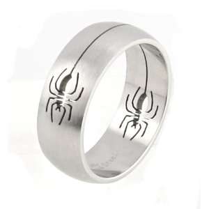   Stainless Steel Ring with Laser Cut Spider Design   Size 11 Jewelry
