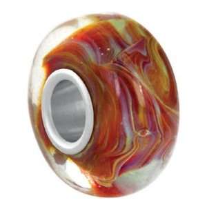 14mm Red Paint Swirls Glass Beads   Large Hole: Arts 