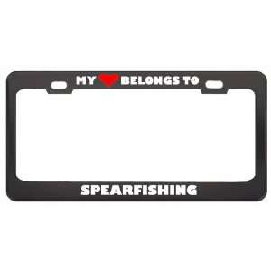 My Heart Belongs To Spearfishing Hobby Sport Metal License Plate Frame 