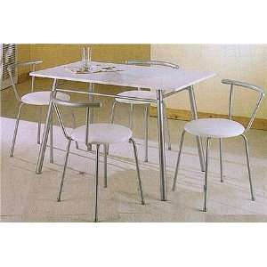  5PC Set Dining/Dinette Table with White Finish Table Top 