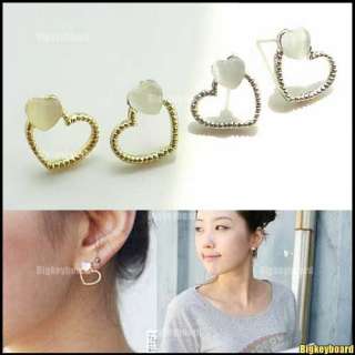 Sweet Lovely Double love Shape Heart Studs Earring Gold and Silver 