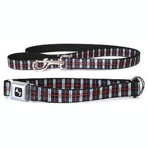  Black Plaid Dog Collar & Leash Set   Large   Frontgate 