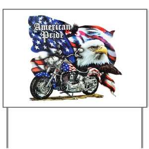   Sign American Pride US Flag Motorcycle and Bald Eagle: Everything Else