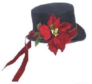 Costumes Traditional Christmas Caroler Top Hat w Flower  