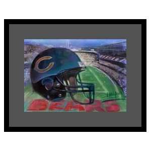  Chicago Bears (Helmet) Sports White Wood Mounted Poster 