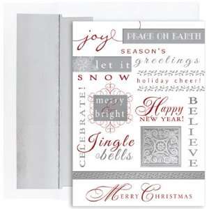  Festive Holiday Words Boxed Christmas Cards and Envelopes 