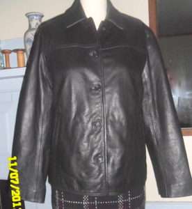 Crew Womens Soft Black Leather Jacket with Thinsulate Size Small EUC 