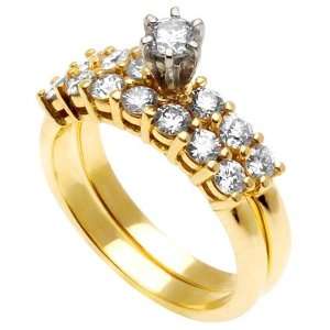    14K Yellow Gold Diamond Soldered Bridal Set (1.05 ct): Jewelry