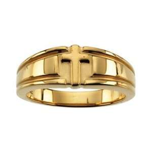    Mens Yellow Gold Religious Cross Christian Purity Ring: Jewelry