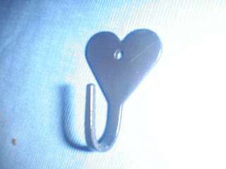 Black Wrought Iron Heart Shaped Hooks Lot 3 USA Made  