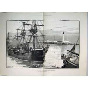  1882 H.M.S Sultan Lighthouse Fort Alexandria Ship