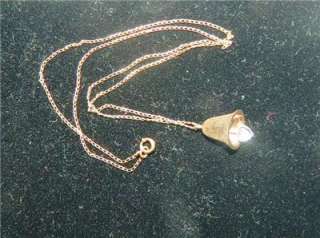 BEAUTIFUL *ANTIQUE 14K Gold Bell Necklace with Chip Diamond Jewelry 