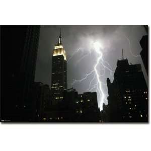   Lightning Storm Poster 22.5x34 New York City Rain 6433