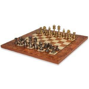  Classic Persian Brass Chess Set with Elm Root Board Toys 