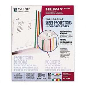 Clear Poly Top Load Sheet Protectors with Colored Edge Strip   Edge 