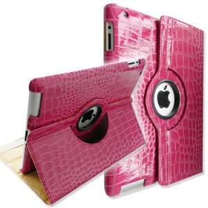 Fintie(TM) Crocodile Hot Pink 360 Degree Rotating Stand Smart Cover 